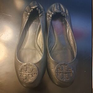 Tory Burch Textured Black Flats
